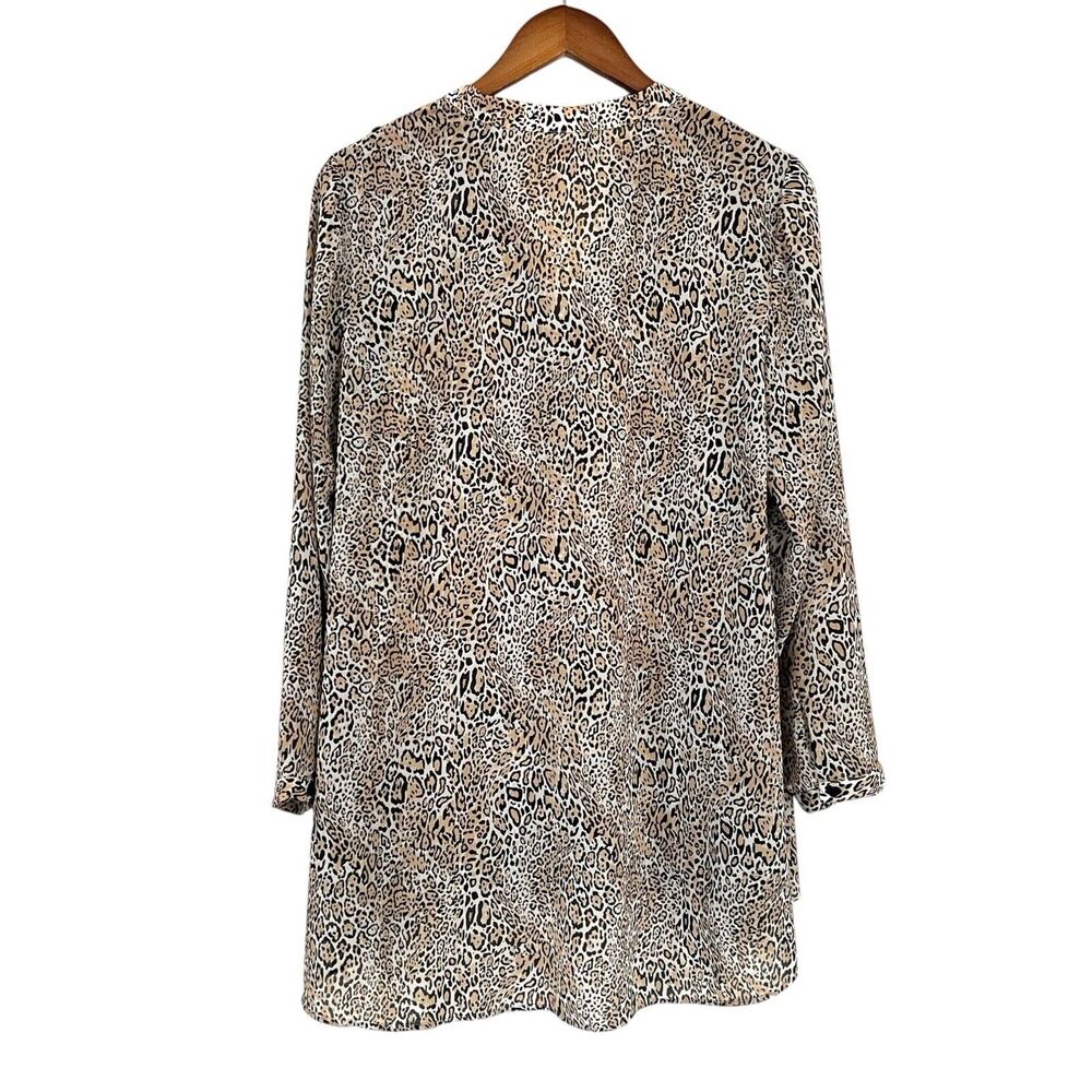 Chicos Size 1 M 8/10 Convertible Cheetah-Print Shirt Womens Long Sleeve Chiffon - Picture 8 of 8
